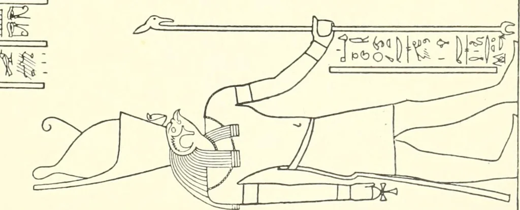 An illustration from Catalogue des monuments et inscriptions de l'Égypte antique / publié sous les auspices de S.A. Abbas II Helmi par la direction générale du Service des antiquités [de l'Égypte] ; par J. de Morgan, U. Bouriant, G. Legrain, G. Jéquier, A. Barsanti, 1894, leaf 106