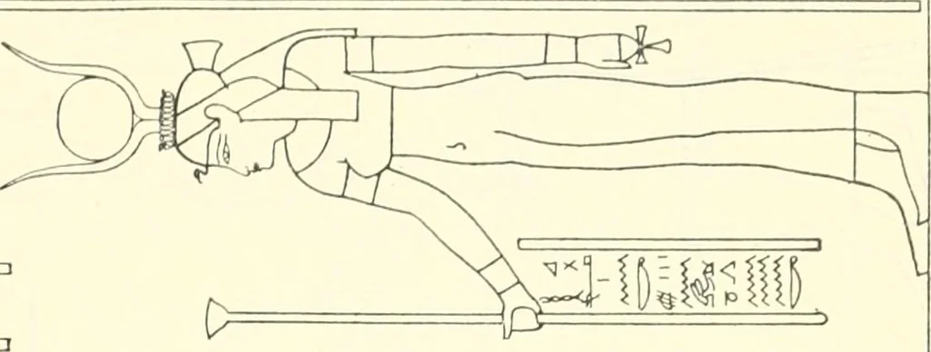 An illustration from Catalogue des monuments et inscriptions de l'Égypte antique / publié sous les auspices de S.A. Abbas II Helmi par la direction générale du Service des antiquités [de l'Égypte] ; par J. de Morgan, U. Bouriant, G. Legrain, G. Jéquier, A. Barsanti, 1894, leaf 108