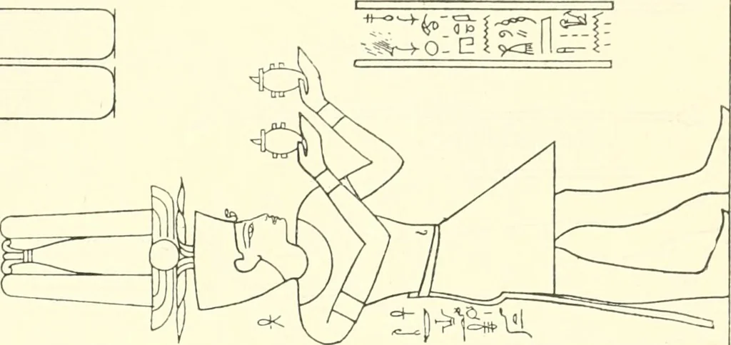 An illustration from Catalogue des monuments et inscriptions de l'Égypte antique / publié sous les auspices de S.A. Abbas II Helmi par la direction générale du Service des antiquités [de l'Égypte] ; par J. de Morgan, U. Bouriant, G. Legrain, G. Jéquier, A. Barsanti, 1894, leaf 108
