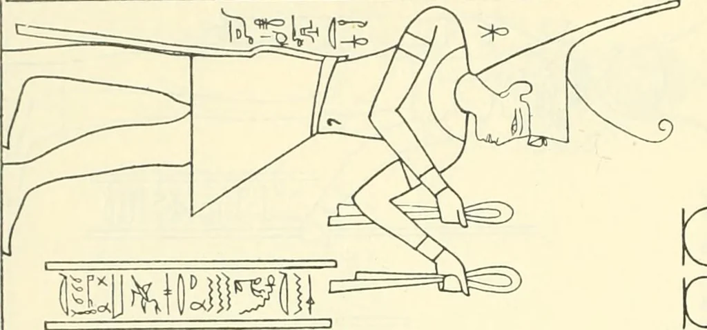 An illustration from Catalogue des monuments et inscriptions de l'Égypte antique / publié sous les auspices de S.A. Abbas II Helmi par la direction générale du Service des antiquités [de l'Égypte] ; par J. de Morgan, U. Bouriant, G. Legrain, G. Jéquier, A. Barsanti, 1894, leaf 109