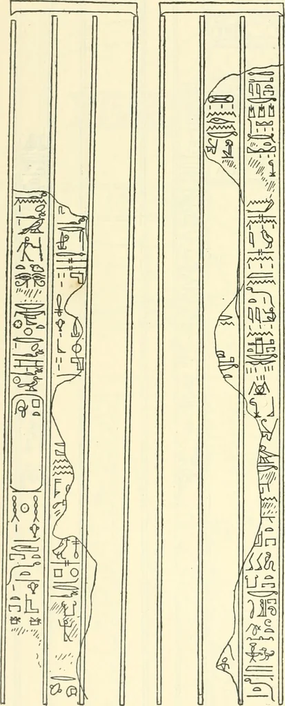 An illustration from Catalogue des monuments et inscriptions de l'Égypte antique / publié sous les auspices de S.A. Abbas II Helmi par la direction générale du Service des antiquités [de l'Égypte] ; par J. de Morgan, U. Bouriant, G. Legrain, G. Jéquier, A. Barsanti, 1894, leaf 111
