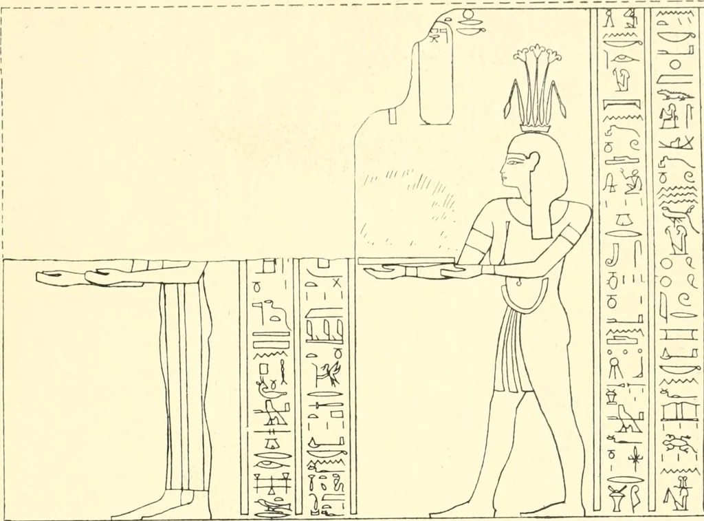 An illustration from Catalogue des monuments et inscriptions de l'Égypte antique / publié sous les auspices de S.A. Abbas II Helmi par la direction générale du Service des antiquités [de l'Égypte] ; par J. de Morgan, U. Bouriant, G. Legrain, G. Jéquier, A. Barsanti, 1894, leaf 120
