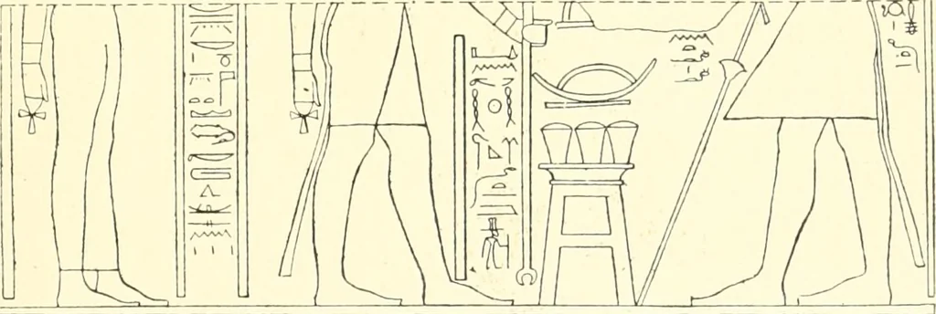 An illustration from Catalogue des monuments et inscriptions de l'Égypte antique / publié sous les auspices de S.A. Abbas II Helmi par la direction générale du Service des antiquités [de l'Égypte] ; par J. de Morgan, U. Bouriant, G. Legrain, G. Jéquier, A. Barsanti, 1894, leaf 124
