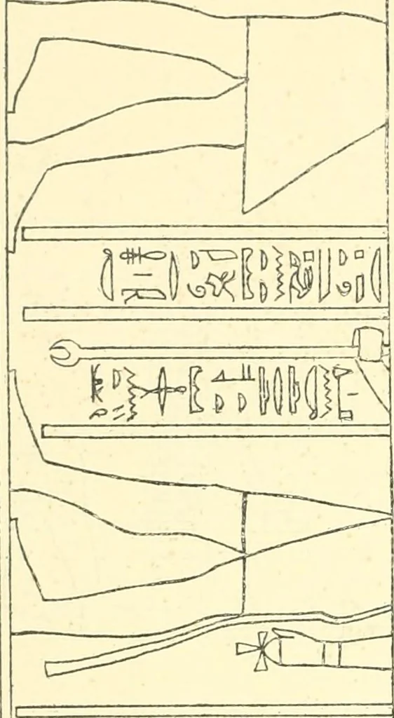 An illustration from Catalogue des monuments et inscriptions de l'Égypte antique / publié sous les auspices de S.A. Abbas II Helmi par la direction générale du Service des antiquités [de l'Égypte] ; par J. de Morgan, U. Bouriant, G. Legrain, G. Jéquier, A. Barsanti, 1894, leaf 125