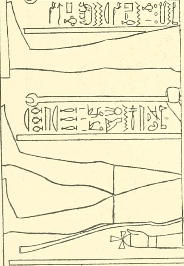 An illustration from Catalogue des monuments et inscriptions de l'Égypte antique / publié sous les auspices de S.A. Abbas II Helmi par la direction générale du Service des antiquités [de l'Égypte] ; par J. de Morgan, U. Bouriant, G. Legrain, G. Jéquier, A. Barsanti, 1894, leaf 125