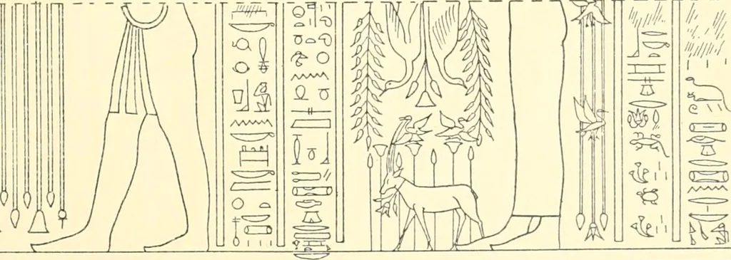 An illustration from Catalogue des monuments et inscriptions de l'Égypte antique / publié sous les auspices de S.A. Abbas II Helmi par la direction générale du Service des antiquités [de l'Égypte] ; par J. de Morgan, U. Bouriant, G. Legrain, G. Jéquier, A. Barsanti, 1894, leaf 130