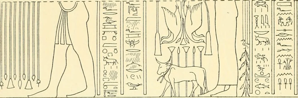 An illustration from Catalogue des monuments et inscriptions de l'Égypte antique / publié sous les auspices de S.A. Abbas II Helmi par la direction générale du Service des antiquités [de l'Égypte] ; par J. de Morgan, U. Bouriant, G. Legrain, G. Jéquier, A. Barsanti, 1894, leaf 131