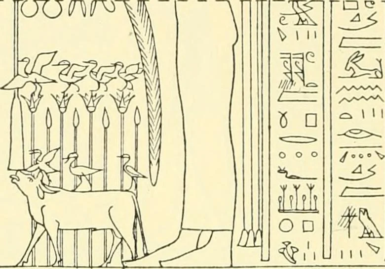 An illustration from Catalogue des monuments et inscriptions de l'Égypte antique / publié sous les auspices de S.A. Abbas II Helmi par la direction générale du Service des antiquités [de l'Égypte] ; par J. de Morgan, U. Bouriant, G. Legrain, G. Jéquier, A. Barsanti, 1894, leaf 131