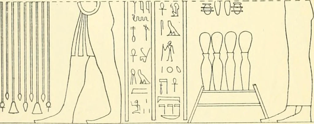 An illustration from Catalogue des monuments et inscriptions de l'Égypte antique / publié sous les auspices de S.A. Abbas II Helmi par la direction générale du Service des antiquités [de l'Égypte] ; par J. de Morgan, U. Bouriant, G. Legrain, G. Jéquier, A. Barsanti, 1894, leaf 131
