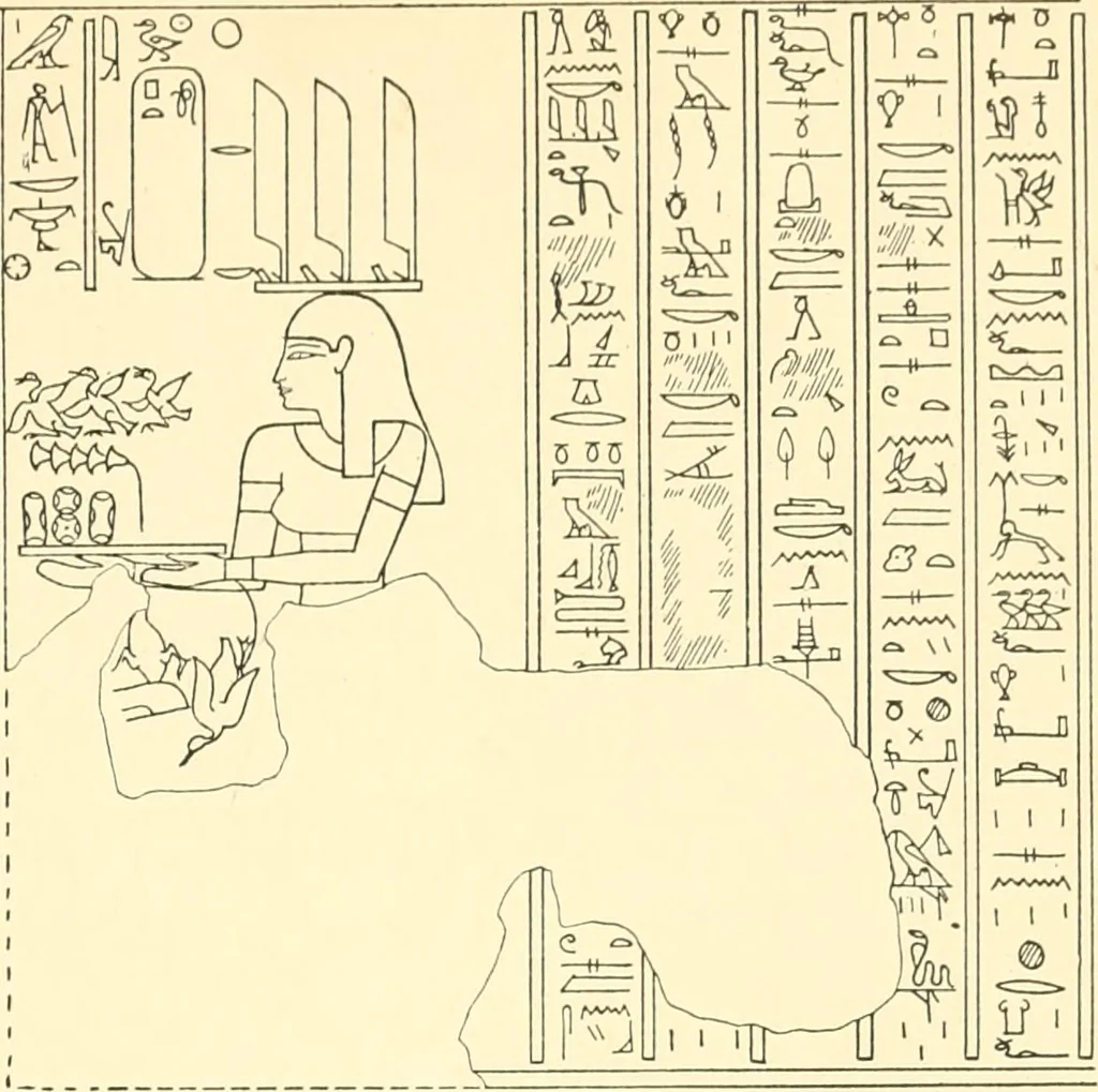 An illustration from Catalogue des monuments et inscriptions de l'Égypte antique / publié sous les auspices de S.A. Abbas II Helmi par la direction générale du Service des antiquités [de l'Égypte] ; par J. de Morgan, U. Bouriant, G. Legrain, G. Jéquier, A. Barsanti, 1894, leaf 14