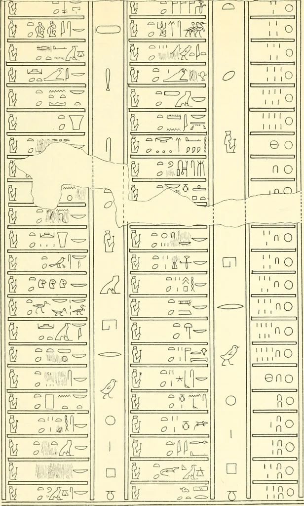 An illustration from Catalogue des monuments et inscriptions de l'Égypte antique / publié sous les auspices de S.A. Abbas II Helmi par la direction générale du Service des antiquités [de l'Égypte] ; par J. de Morgan, U. Bouriant, G. Legrain, G. Jéquier, A. Barsanti, 1894, leaf 19