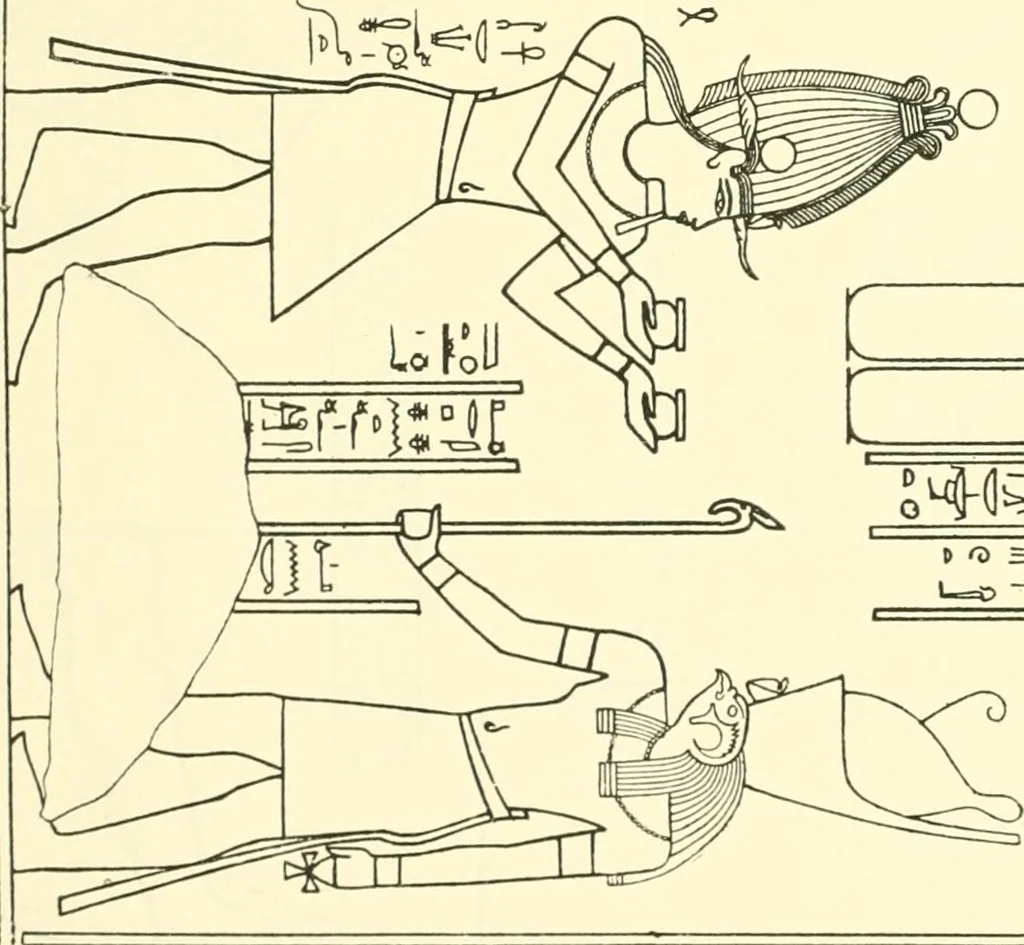 An illustration from Catalogue des monuments et inscriptions de l'Égypte antique / publié sous les auspices de S.A. Abbas II Helmi par la direction générale du Service des antiquités [de l'Égypte] ; par J. de Morgan, U. Bouriant, G. Legrain, G. Jéquier, A. Barsanti, 1894, leaf 31