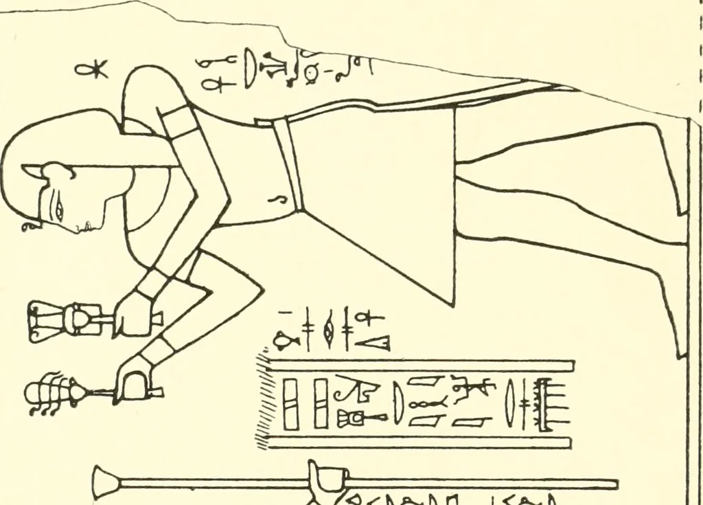 An illustration from Catalogue des monuments et inscriptions de l'Égypte antique / publié sous les auspices de S.A. Abbas II Helmi par la direction générale du Service des antiquités [de l'Égypte] ; par J. de Morgan, U. Bouriant, G. Legrain, G. Jéquier, A. Barsanti, 1894, leaf 40