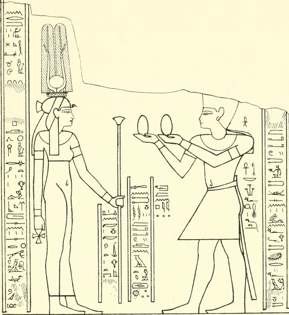 An illustration from Catalogue des monuments et inscriptions de l'Égypte antique / publié sous les auspices de S.A. Abbas II Helmi par la direction générale du Service des antiquités [de l'Égypte] ; par J. de Morgan, U. Bouriant, G. Legrain, G. Jéquier, A. Barsanti, 1894, leaf 42