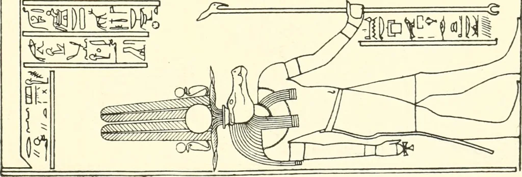 An illustration from Catalogue des monuments et inscriptions de l'Égypte antique / publié sous les auspices de S.A. Abbas II Helmi par la direction générale du Service des antiquités [de l'Égypte] ; par J. de Morgan, U. Bouriant, G. Legrain, G. Jéquier, A. Barsanti, 1894, leaf 46