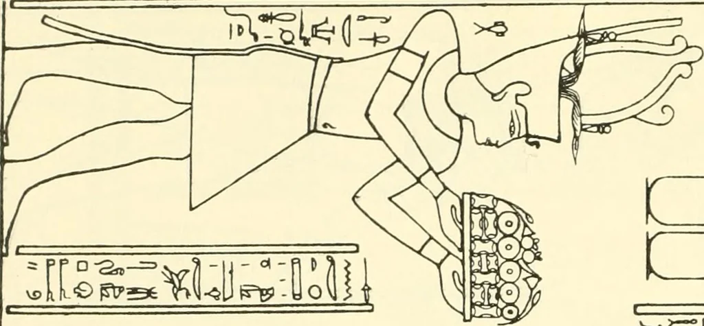 An illustration from Catalogue des monuments et inscriptions de l'Égypte antique / publié sous les auspices de S.A. Abbas II Helmi par la direction générale du Service des antiquités [de l'Égypte] ; par J. de Morgan, U. Bouriant, G. Legrain, G. Jéquier, A. Barsanti, 1894, leaf 47