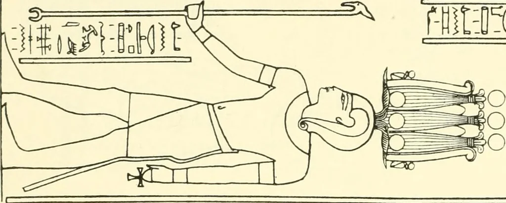 An illustration from Catalogue des monuments et inscriptions de l'Égypte antique / publié sous les auspices de S.A. Abbas II Helmi par la direction générale du Service des antiquités [de l'Égypte] ; par J. de Morgan, U. Bouriant, G. Legrain, G. Jéquier, A. Barsanti, 1894, leaf 47