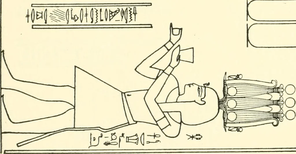 An illustration from Catalogue des monuments et inscriptions de l'Égypte antique / publié sous les auspices de S.A. Abbas II Helmi par la direction générale du Service des antiquités [de l'Égypte] ; par J. de Morgan, U. Bouriant, G. Legrain, G. Jéquier, A. Barsanti, 1894, leaf 47
