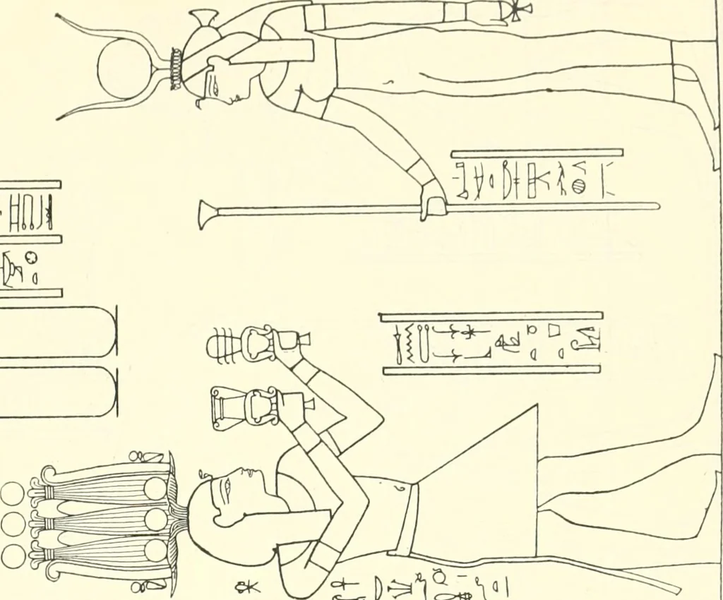 An illustration from Catalogue des monuments et inscriptions de l'Égypte antique / publié sous les auspices de S.A. Abbas II Helmi par la direction générale du Service des antiquités [de l'Égypte] ; par J. de Morgan, U. Bouriant, G. Legrain, G. Jéquier, A. Barsanti, 1894, leaf 48