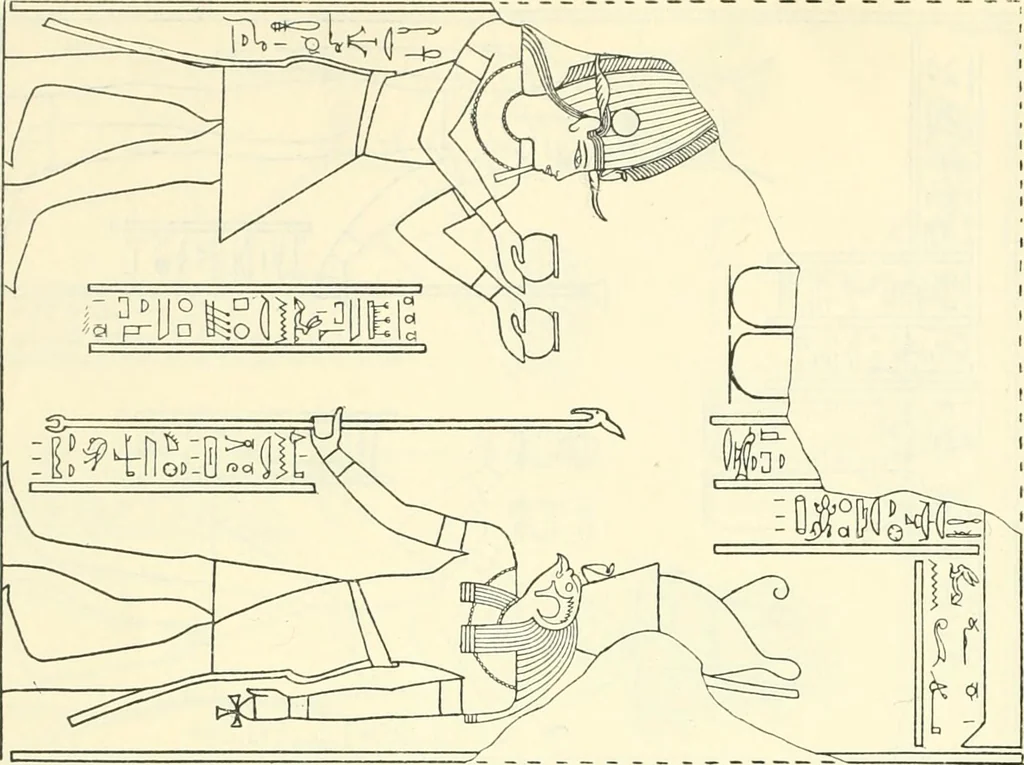 An illustration from Catalogue des monuments et inscriptions de l'Égypte antique / publié sous les auspices de S.A. Abbas II Helmi par la direction générale du Service des antiquités [de l'Égypte] ; par J. de Morgan, U. Bouriant, G. Legrain, G. Jéquier, A. Barsanti, 1894, leaf 49