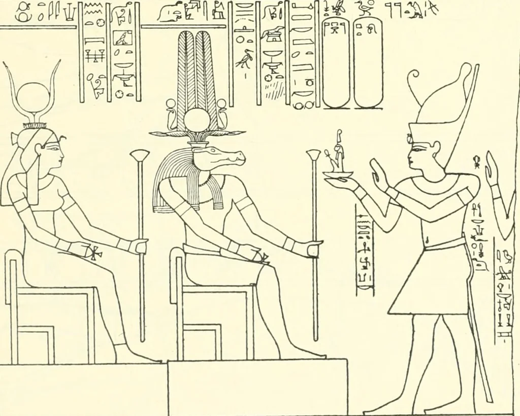 An illustration from Catalogue des monuments et inscriptions de l'Égypte antique / publié sous les auspices de S.A. Abbas II Helmi par la direction générale du Service des antiquités [de l'Égypte] ; par J. de Morgan, U. Bouriant, G. Legrain, G. Jéquier, A. Barsanti, 1894, leaf 51