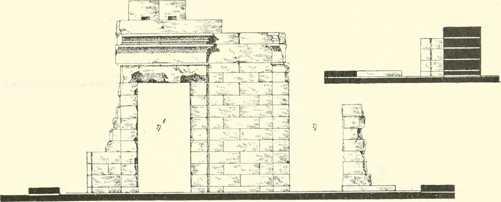 An illustration from Catalogue des monuments et inscriptions de l'Égypte antique / publié sous les auspices de S.A. Abbas II Helmi par la direction générale du Service des antiquités [de l'Égypte] ; par J. de Morgan, U. Bouriant, G. Legrain, G. Jéquier, A. Barsanti, 1894, leaf 54
