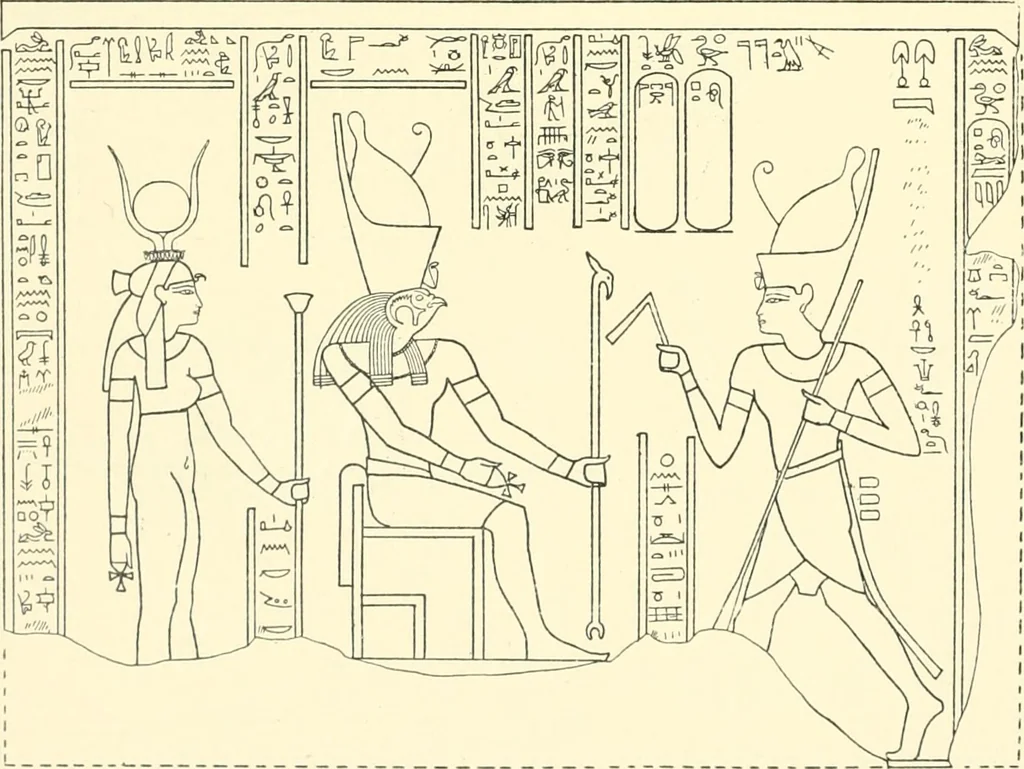 An illustration from Catalogue des monuments et inscriptions de l'Égypte antique / publié sous les auspices de S.A. Abbas II Helmi par la direction générale du Service des antiquités [de l'Égypte] ; par J. de Morgan, U. Bouriant, G. Legrain, G. Jéquier, A. Barsanti, 1894, leaf 61