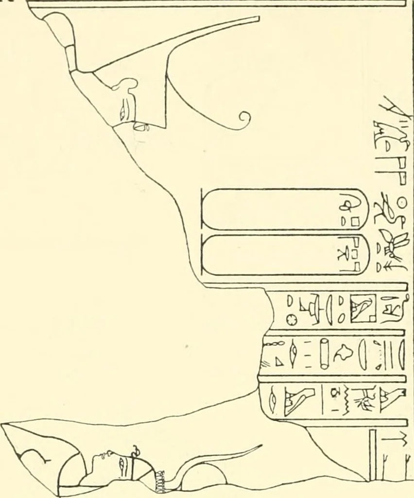 An illustration from Catalogue des monuments et inscriptions de l'Égypte antique / publié sous les auspices de S.A. Abbas II Helmi par la direction générale du Service des antiquités [de l'Égypte] ; par J. de Morgan, U. Bouriant, G. Legrain, G. Jéquier, A. Barsanti, 1894, leaf 65