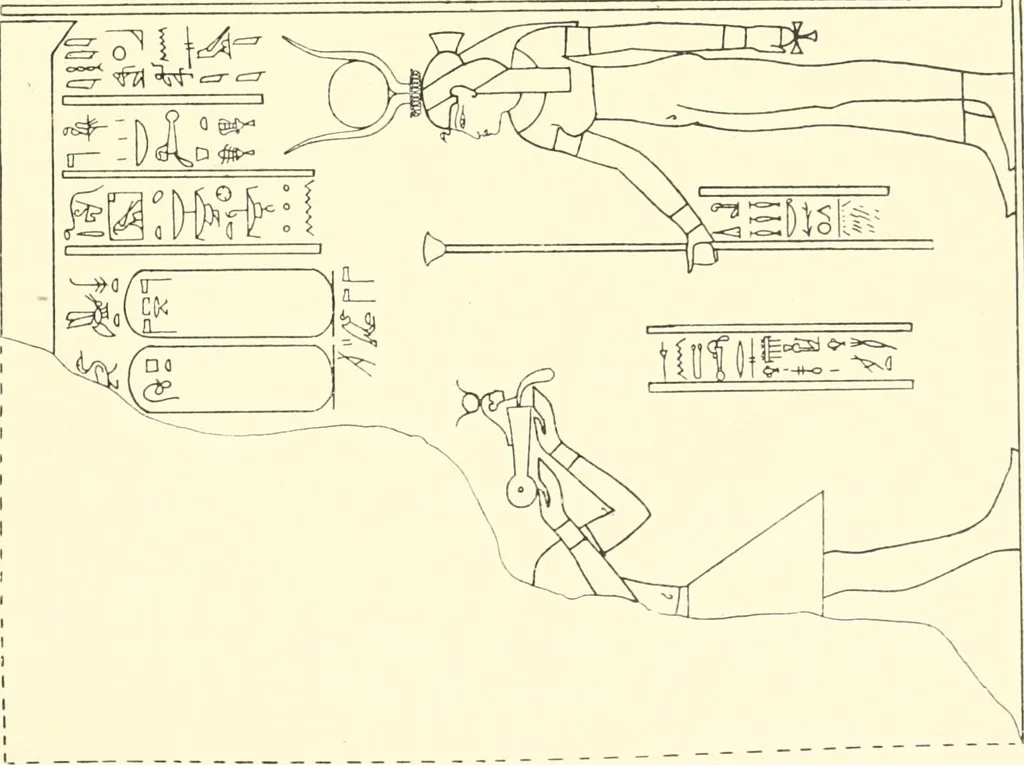 An illustration from Catalogue des monuments et inscriptions de l'Égypte antique / publié sous les auspices de S.A. Abbas II Helmi par la direction générale du Service des antiquités [de l'Égypte] ; par J. de Morgan, U. Bouriant, G. Legrain, G. Jéquier, A. Barsanti, 1894, leaf 72