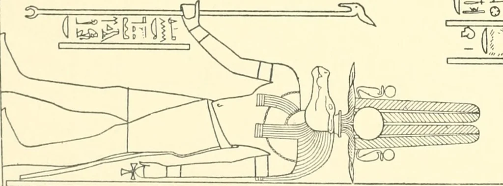 An illustration from Catalogue des monuments et inscriptions de l'Égypte antique / publié sous les auspices de S.A. Abbas II Helmi par la direction générale du Service des antiquités [de l'Égypte] ; par J. de Morgan, U. Bouriant, G. Legrain, G. Jéquier, A. Barsanti, 1894, leaf 73