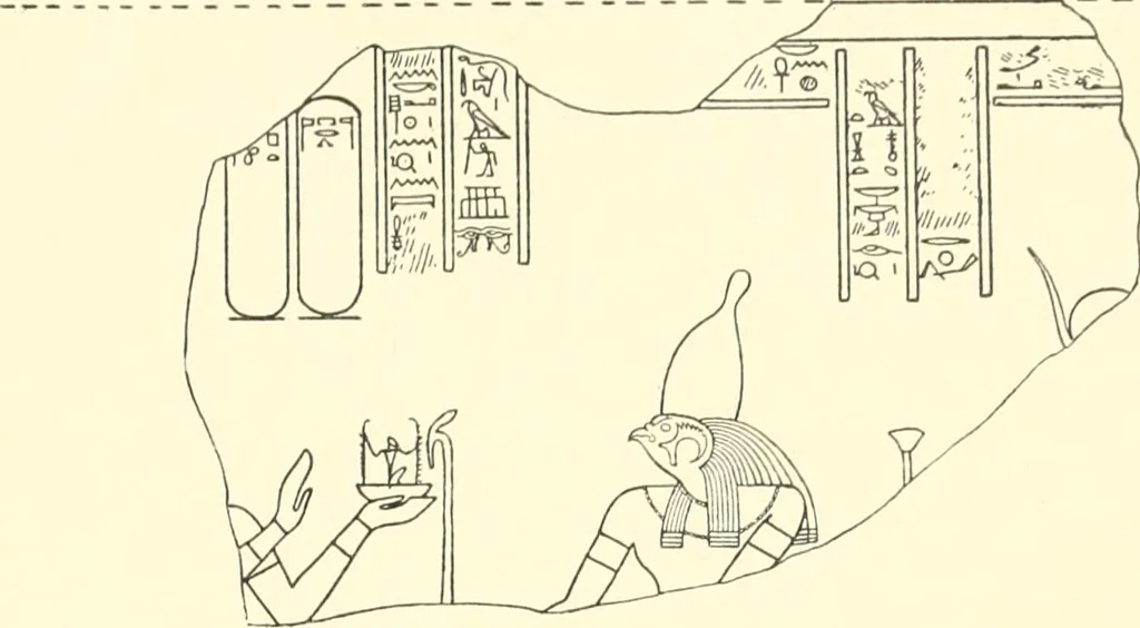 An illustration from Catalogue des monuments et inscriptions de l'Égypte antique / publié sous les auspices de S.A. Abbas II Helmi par la direction générale du Service des antiquités [de l'Égypte] ; par J. de Morgan, U. Bouriant, G. Legrain, G. Jéquier, A. Barsanti, 1894, leaf 74