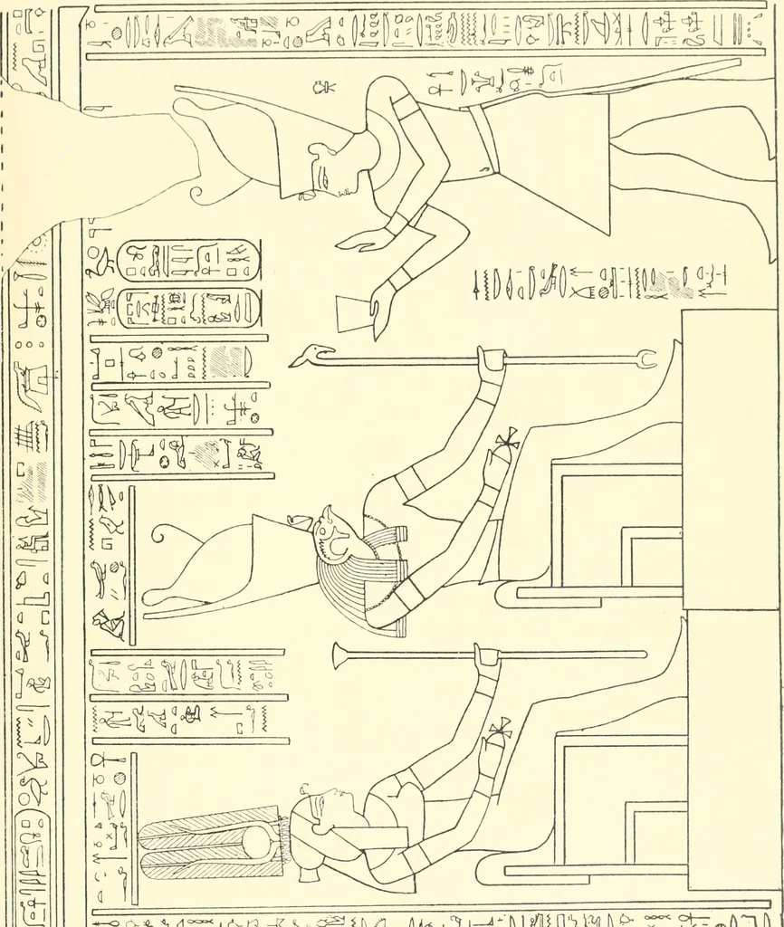 An illustration from Catalogue des monuments et inscriptions de l'Égypte antique / publié sous les auspices de S.A. Abbas II Helmi par la direction générale du Service des antiquités [de l'Égypte] ; par J. de Morgan, U. Bouriant, G. Legrain, G. Jéquier, A. Barsanti, 1894, leaf 78