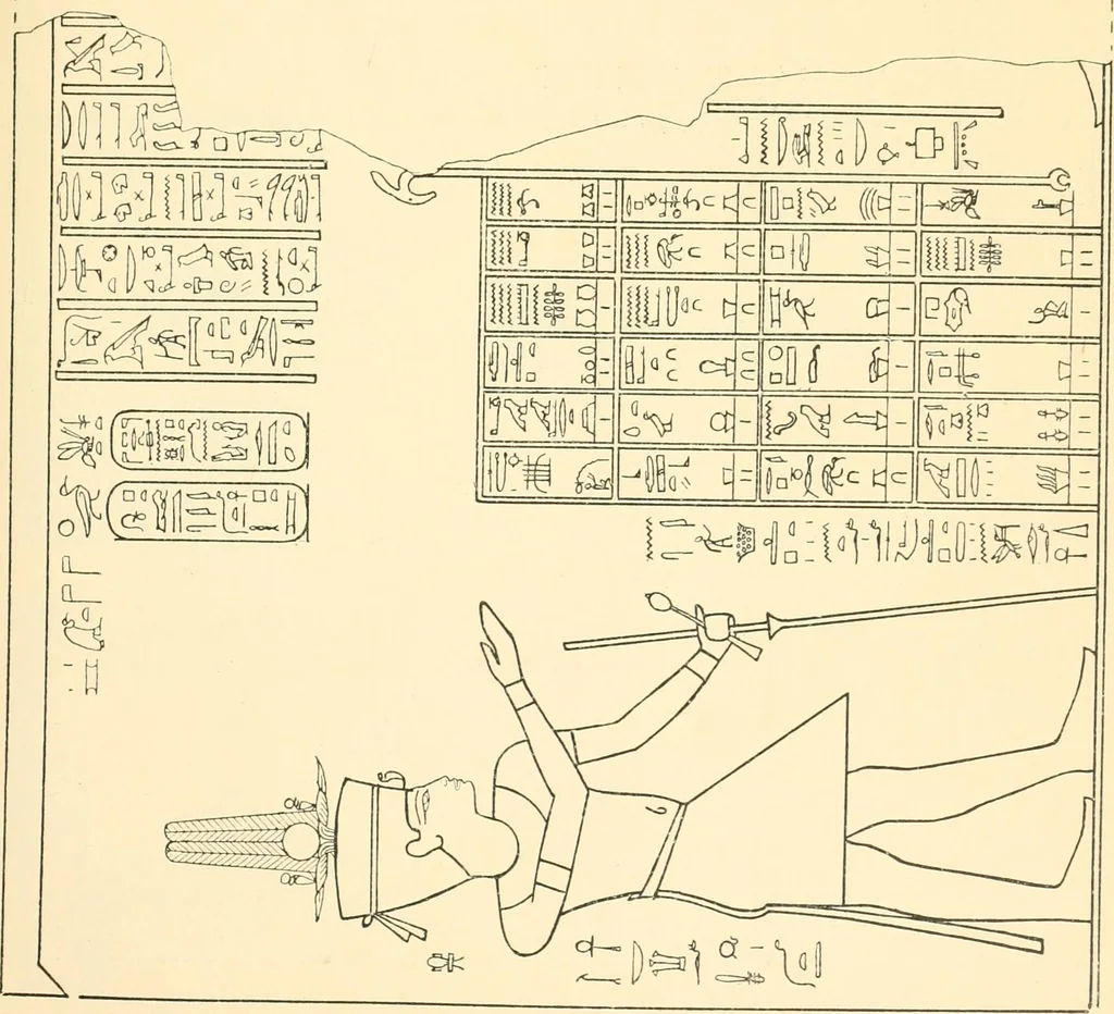 An illustration from Catalogue des monuments et inscriptions de l'Égypte antique / publié sous les auspices de S.A. Abbas II Helmi par la direction générale du Service des antiquités [de l'Égypte] ; par J. de Morgan, U. Bouriant, G. Legrain, G. Jéquier, A. Barsanti, 1894, leaf 8