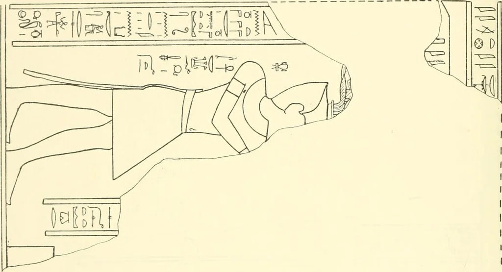 An illustration from Catalogue des monuments et inscriptions de l'Égypte antique / publié sous les auspices de S.A. Abbas II Helmi par la direction générale du Service des antiquités [de l'Égypte] ; par J. de Morgan, U. Bouriant, G. Legrain, G. Jéquier, A. Barsanti, 1894, leaf 81