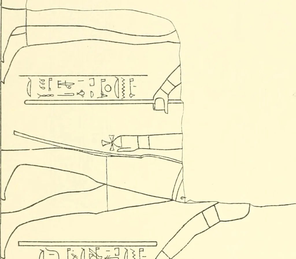 An illustration from Catalogue des monuments et inscriptions de l'Égypte antique / publié sous les auspices de S.A. Abbas II Helmi par la direction générale du Service des antiquités [de l'Égypte] ; par J. de Morgan, U. Bouriant, G. Legrain, G. Jéquier, A. Barsanti, 1894, leaf 83