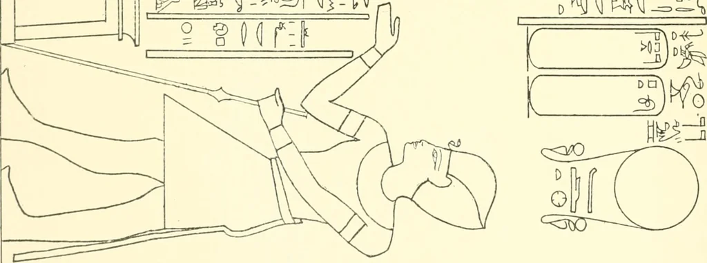 An illustration from Catalogue des monuments et inscriptions de l'Égypte antique / publié sous les auspices de S.A. Abbas II Helmi par la direction générale du Service des antiquités [de l'Égypte] ; par J. de Morgan, U. Bouriant, G. Legrain, G. Jéquier, A. Barsanti, 1894, leaf 83
