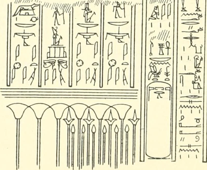An illustration from Catalogue des monuments et inscriptions de l'Égypte antique / publié sous les auspices de S.A. Abbas II Helmi par la direction générale du Service des antiquités [de l'Égypte] ; par J. de Morgan, U. Bouriant, G. Legrain, G. Jéquier, A. Barsanti, 1894, leaf 86