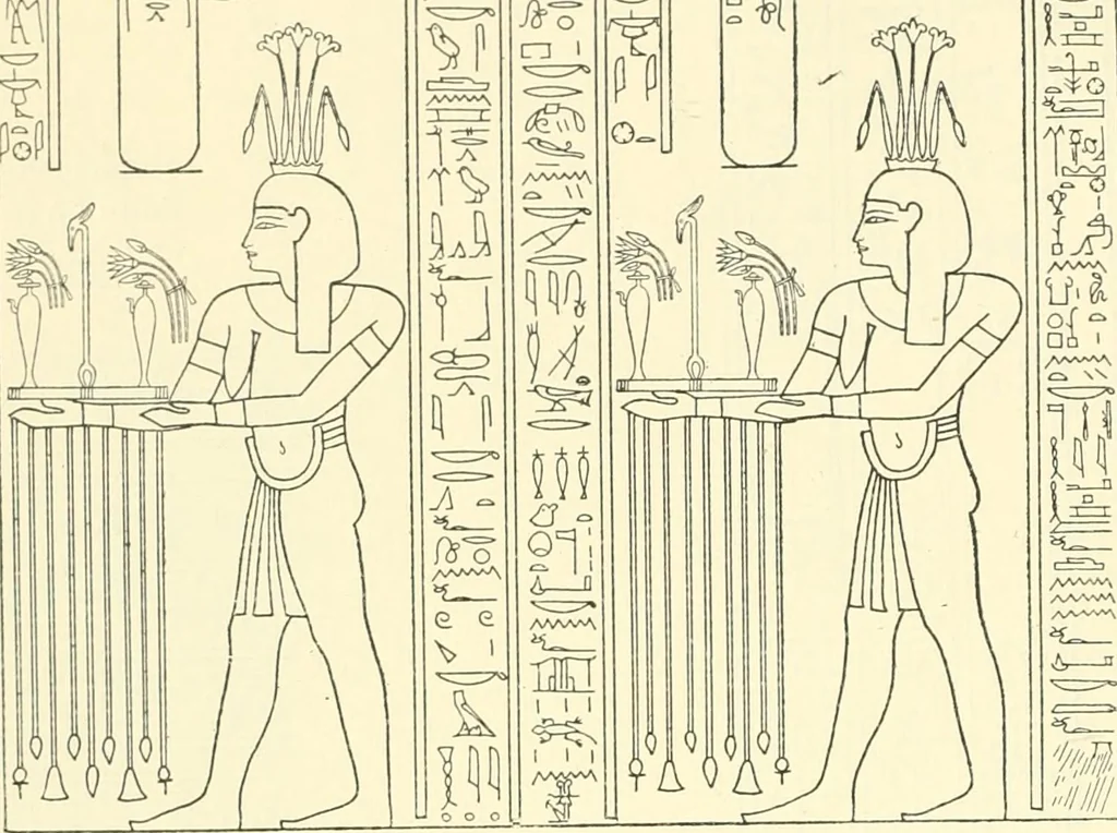 An illustration from Catalogue des monuments et inscriptions de l'Égypte antique / publié sous les auspices de S.A. Abbas II Helmi par la direction générale du Service des antiquités [de l'Égypte] ; par J. de Morgan, U. Bouriant, G. Legrain, G. Jéquier, A. Barsanti, 1894, leaf 87