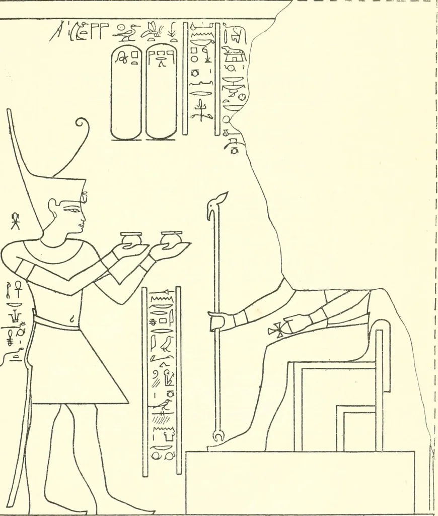 An illustration from Catalogue des monuments et inscriptions de l'Égypte antique / publié sous les auspices de S.A. Abbas II Helmi par la direction générale du Service des antiquités [de l'Égypte] ; par J. de Morgan, U. Bouriant, G. Legrain, G. Jéquier, A. Barsanti, 1894, leaf 92