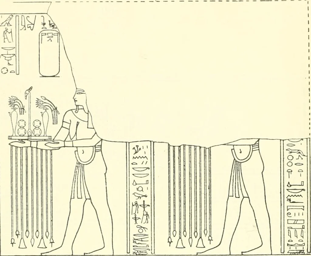 An illustration from Catalogue des monuments et inscriptions de l'Égypte antique / publié sous les auspices de S.A. Abbas II Helmi par la direction générale du Service des antiquités [de l'Égypte] ; par J. de Morgan, U. Bouriant, G. Legrain, G. Jéquier, A. Barsanti, 1894, leaf 95