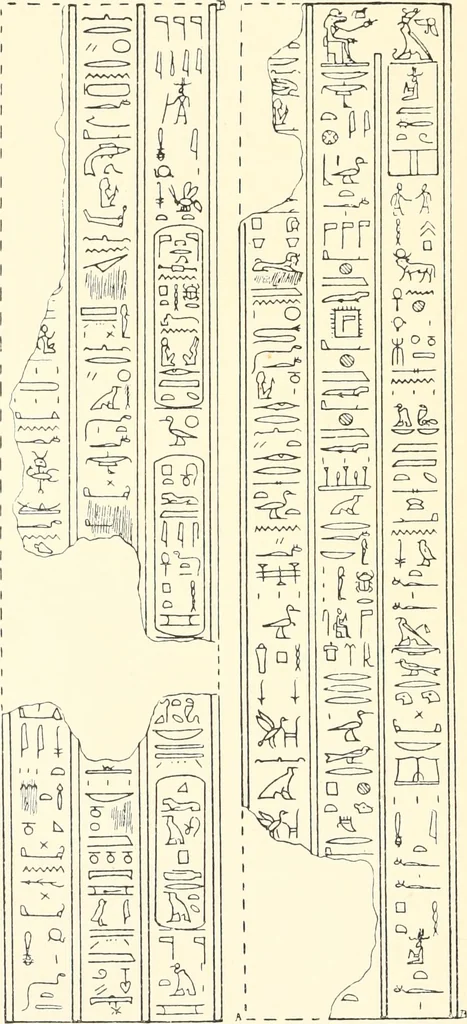An illustration from Catalogue des monuments et inscriptions de l'Égypte antique / publié sous les auspices de S.A. Abbas II Helmi par la direction générale du Service des antiquités [de l'Égypte] ; par J. de Morgan, U. Bouriant, G. Legrain, G. Jéquier, A. Barsanti, 1894, leaf 101