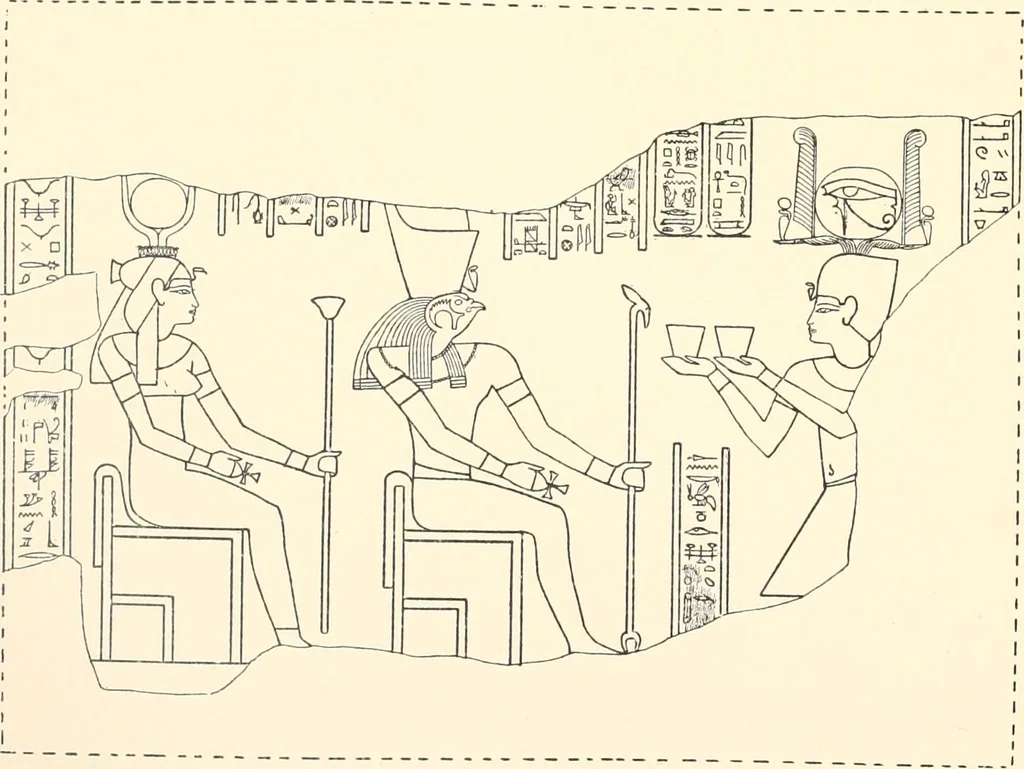 An illustration from Catalogue des monuments et inscriptions de l'Égypte antique / publié sous les auspices de S.A. Abbas II Helmi par la direction générale du Service des antiquités [de l'Égypte] ; par J. de Morgan, U. Bouriant, G. Legrain, G. Jéquier, A. Barsanti, 1894, leaf 107