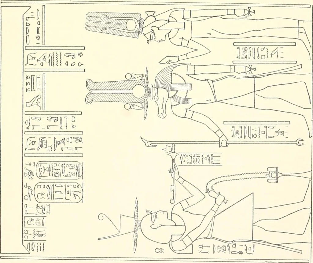 An illustration from Catalogue des monuments et inscriptions de l'Égypte antique / publié sous les auspices de S.A. Abbas II Helmi par la direction générale du Service des antiquités [de l'Égypte] ; par J. de Morgan, U. Bouriant, G. Legrain, G. Jéquier, A. Barsanti, 1894, leaf 110