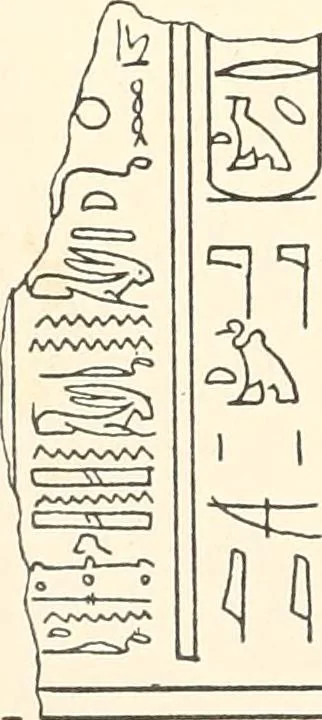 An illustration from Catalogue des monuments et inscriptions de l'Égypte antique / publié sous les auspices de S.A. Abbas II Helmi par la direction générale du Service des antiquités [de l'Égypte] ; par J. de Morgan, U. Bouriant, G. Legrain, G. Jéquier, A. Barsanti, 1894, leaf 113