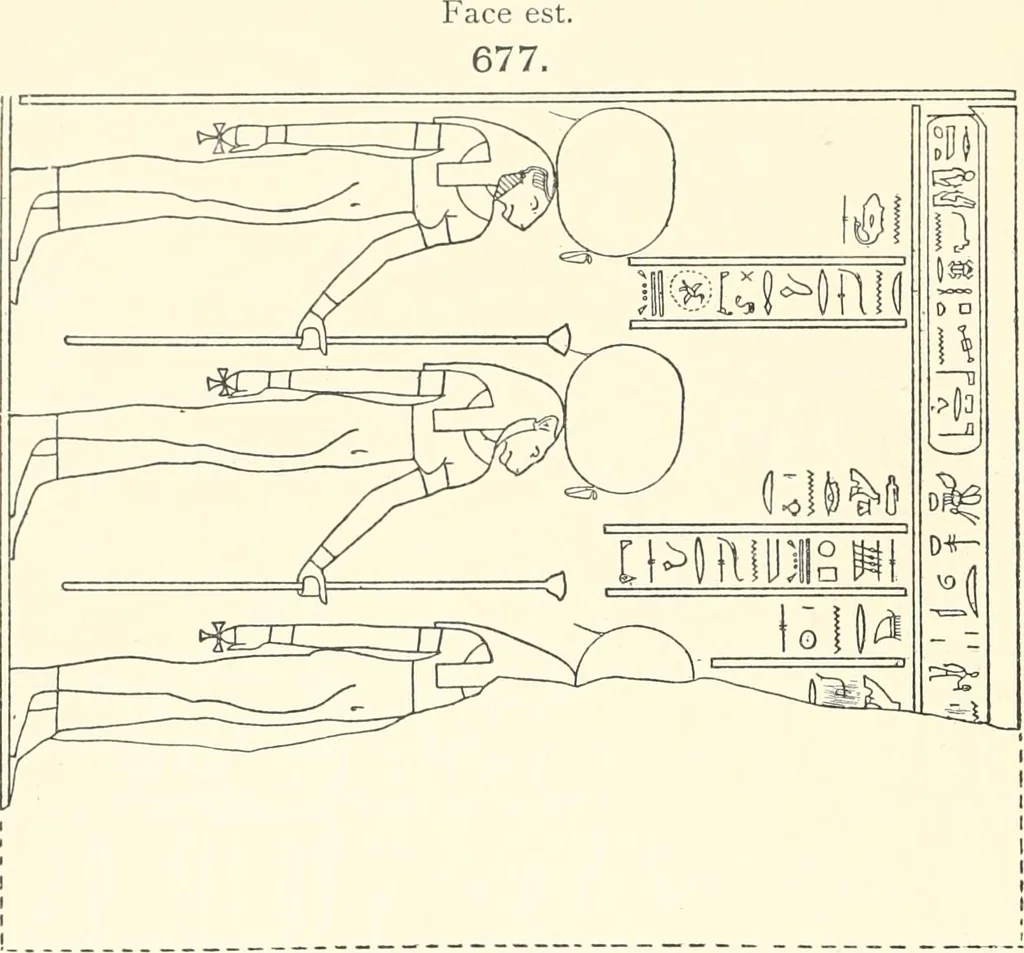 An illustration from Catalogue des monuments et inscriptions de l'Égypte antique / publié sous les auspices de S.A. Abbas II Helmi par la direction générale du Service des antiquités [de l'Égypte] ; par J. de Morgan, U. Bouriant, G. Legrain, G. Jéquier, A. Barsanti, 1894, leaf 115