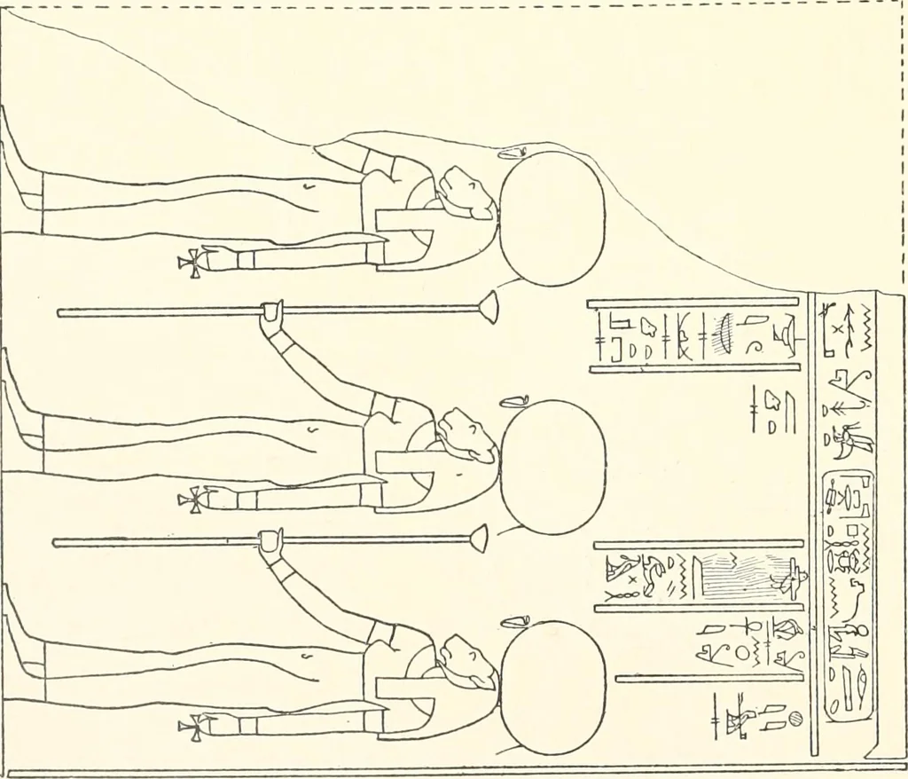 An illustration from Catalogue des monuments et inscriptions de l'Égypte antique / publié sous les auspices de S.A. Abbas II Helmi par la direction générale du Service des antiquités [de l'Égypte] ; par J. de Morgan, U. Bouriant, G. Legrain, G. Jéquier, A. Barsanti, 1894, leaf 115