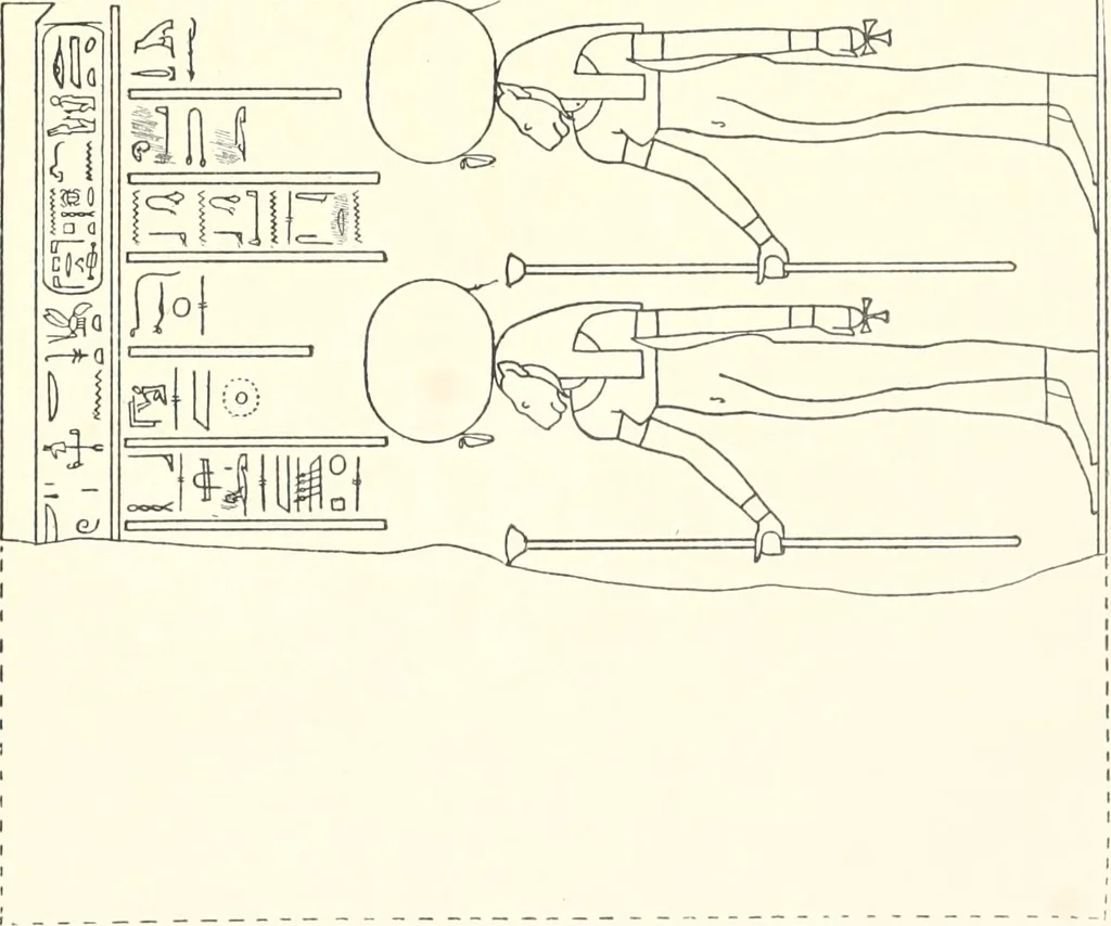 An illustration from Catalogue des monuments et inscriptions de l'Égypte antique / publié sous les auspices de S.A. Abbas II Helmi par la direction générale du Service des antiquités [de l'Égypte] ; par J. de Morgan, U. Bouriant, G. Legrain, G. Jéquier, A. Barsanti, 1894, leaf 116