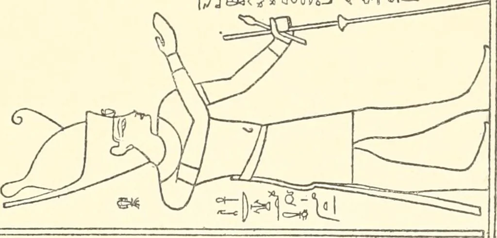 An illustration from Catalogue des monuments et inscriptions de l'Égypte antique / publié sous les auspices de S.A. Abbas II Helmi par la direction générale du Service des antiquités [de l'Égypte] ; par J. de Morgan, U. Bouriant, G. Legrain, G. Jéquier, A. Barsanti, 1894, leaf 12