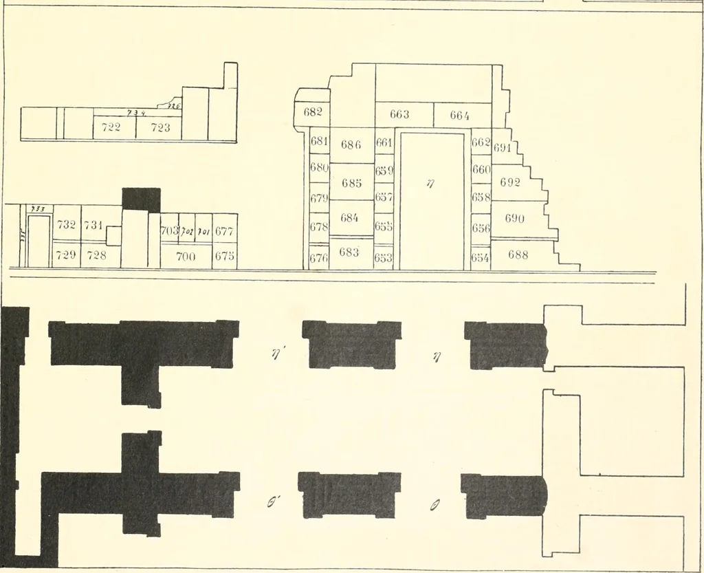 An illustration from Catalogue des monuments et inscriptions de l'Égypte antique / publié sous les auspices de S.A. Abbas II Helmi par la direction générale du Service des antiquités [de l'Égypte] ; par J. de Morgan, U. Bouriant, G. Legrain, G. Jéquier, A. Barsanti, 1894, leaf 120