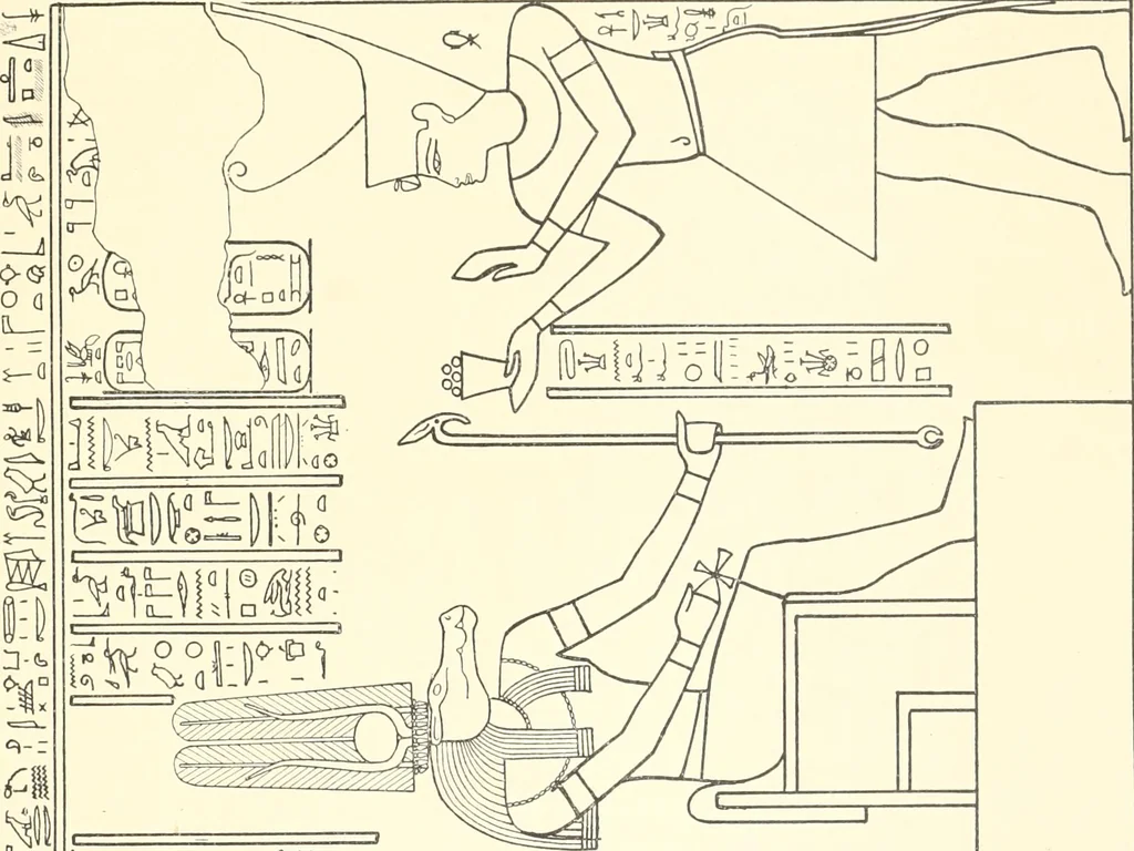 An illustration from Catalogue des monuments et inscriptions de l'Égypte antique / publié sous les auspices de S.A. Abbas II Helmi par la direction générale du Service des antiquités [de l'Égypte] ; par J. de Morgan, U. Bouriant, G. Legrain, G. Jéquier, A. Barsanti, 1894, leaf 124
